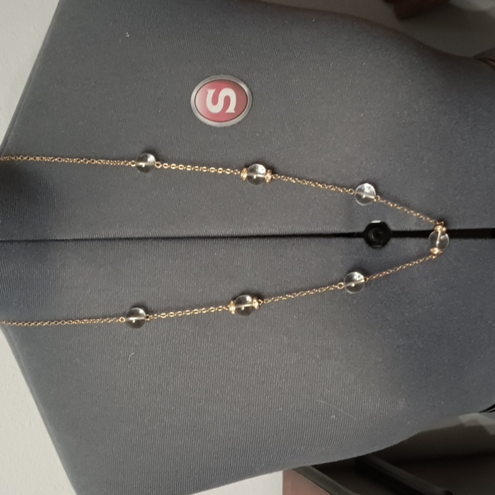 J Crew gold tone clear bubble bead necklace long chain